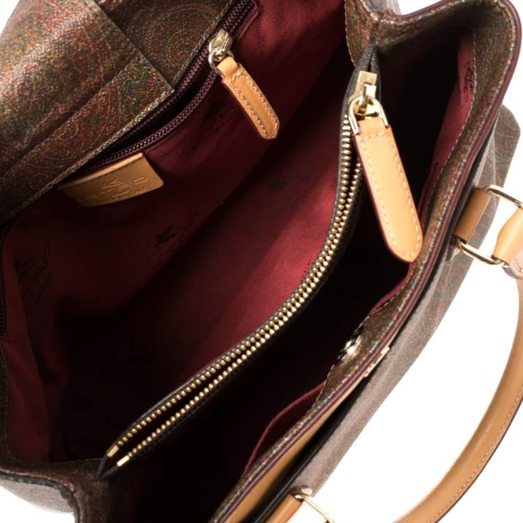 Pre Owned Etro Multicolor Paisley Print Coated Canvas and Leather Zip Tote