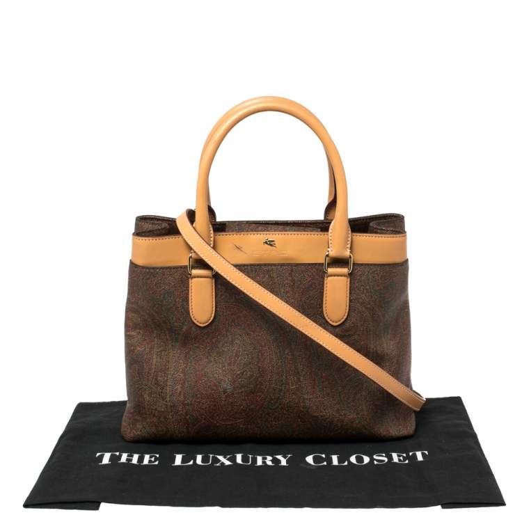 Pre Owned Etro Multicolor Paisley Print Coated Canvas and Leather Zip Tote