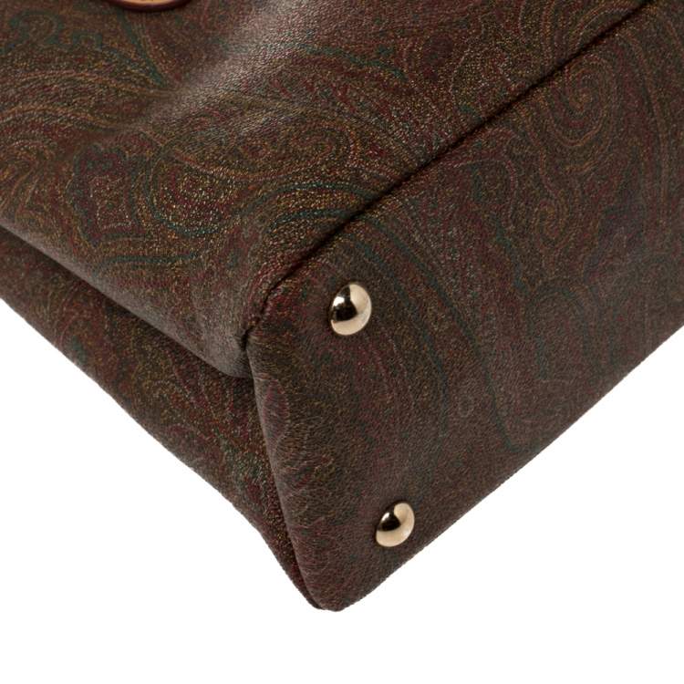 Pre Owned Etro Multicolor Paisley Print Coated Canvas and Leather Zip Tote
