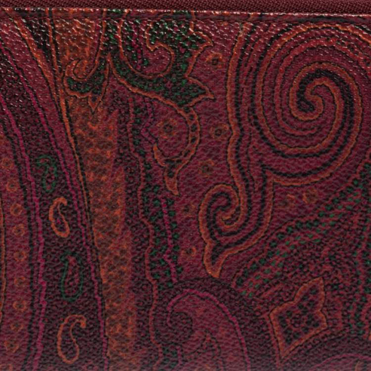 Pre Owned Etro Multicolor Paisley Print Coated Canvas Zip Around Continental Wallet