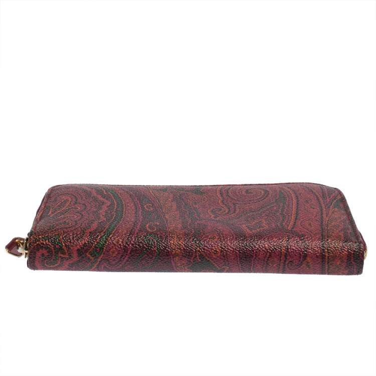 Pre Owned Etro Multicolor Paisley Print Coated Canvas Zip Around Continental Wallet