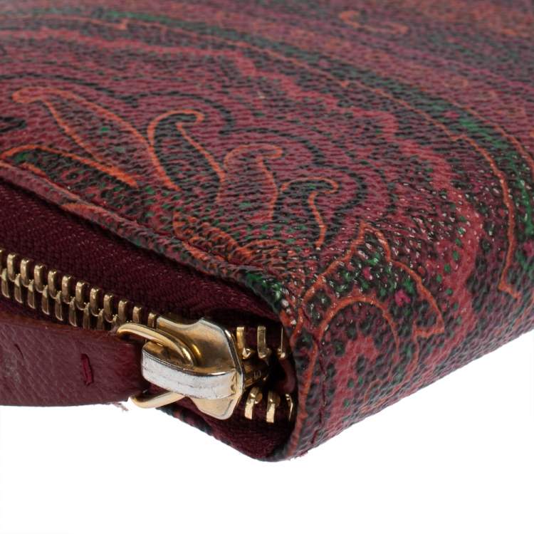 Pre Owned Etro Multicolor Paisley Print Coated Canvas Zip Around Continental Wallet