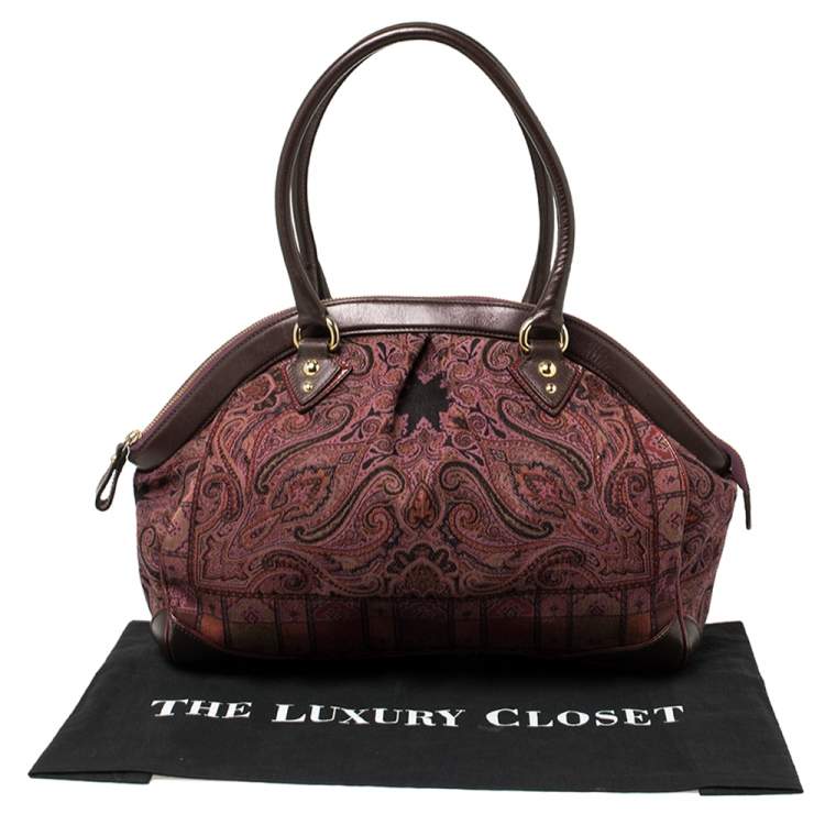 Pre Owned Etro Multicolor Paisley Print Fabric and Leather Zip Satchel 