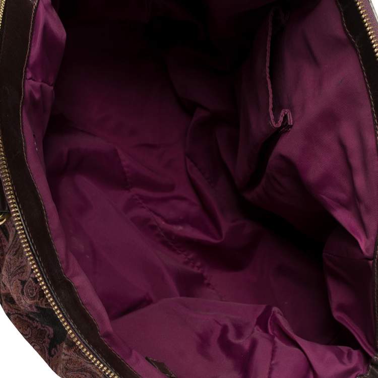 Pre Owned Etro Multicolor Paisley Print Fabric and Leather Zip Satchel 