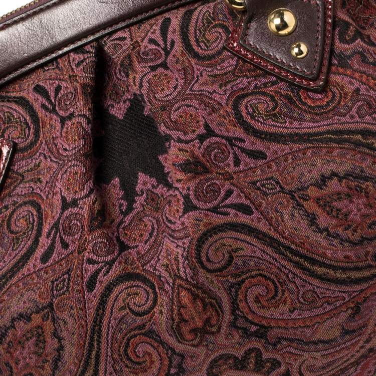 Pre Owned Etro Multicolor Paisley Print Fabric and Leather Zip Satchel 