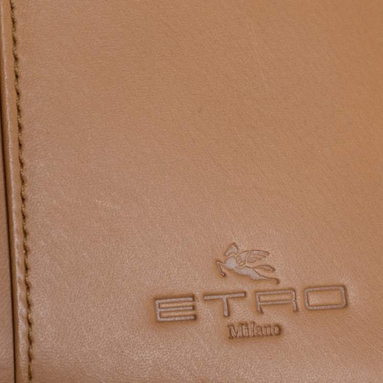 Pre Owned Etro White/Brown Paisley Print Coated Canvas Continental Wallet