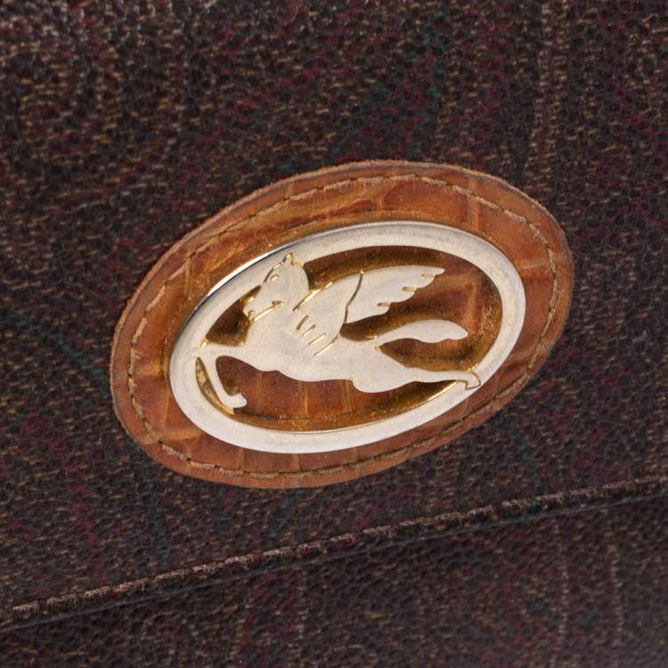 Pre Owned Etro Brown Paisley Coated Canvas Trifold Continental Wallet 