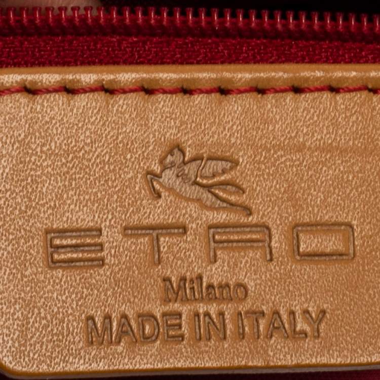 Pre Owned Etro Brown Paisley Printed Coated Canvas Boston Bag