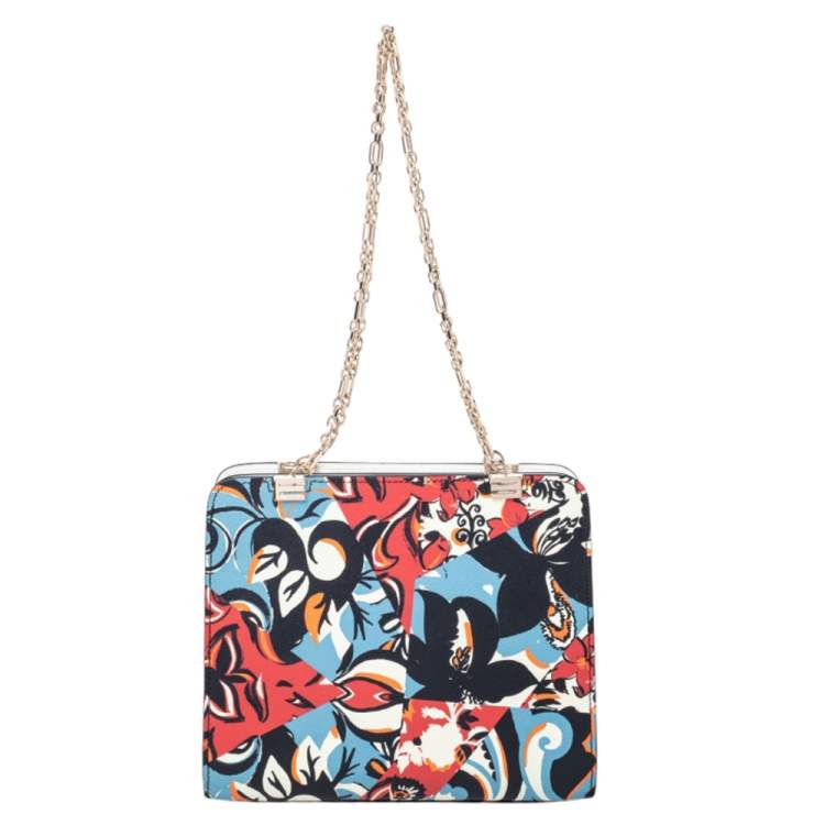 Pre Owned Etro Beige Printed Coated Canvas Chain Shoulder Bag