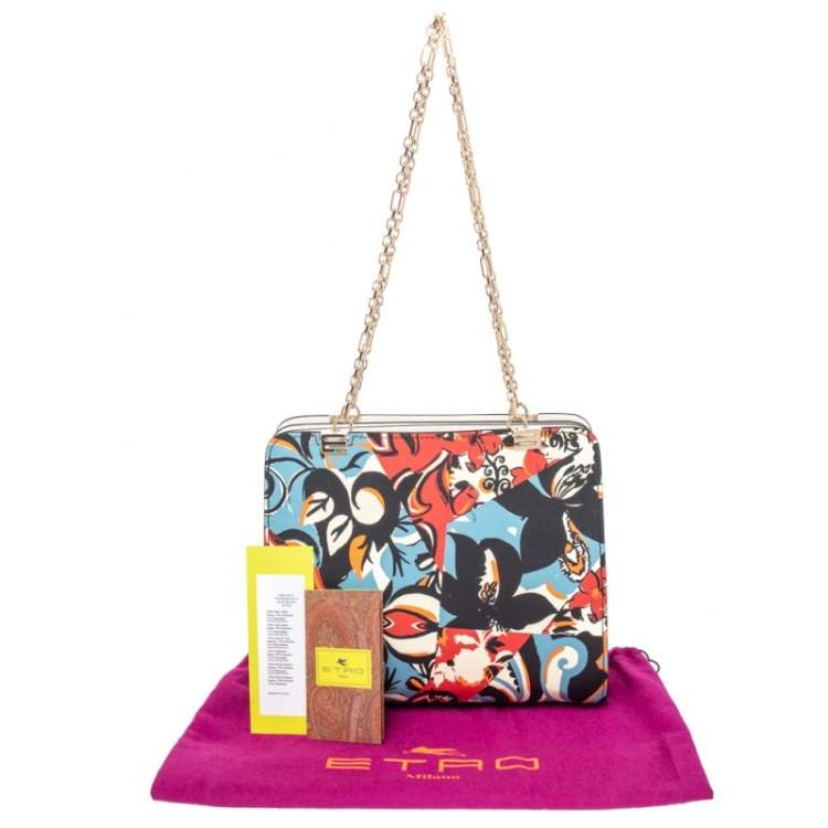 Pre Owned Etro Beige Printed Coated Canvas Chain Shoulder Bag