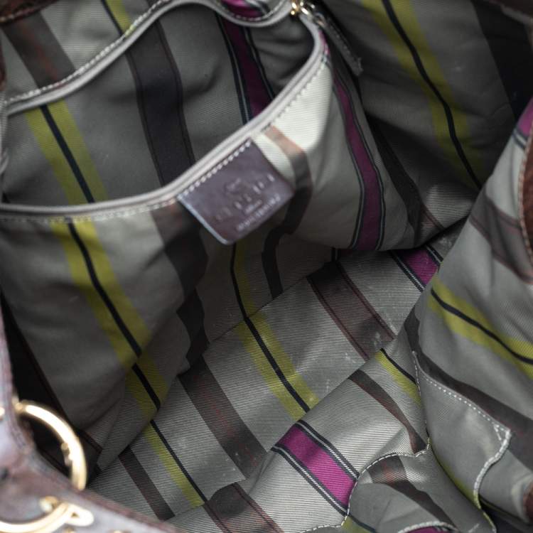 Pre Owned Etro Brown Paisley Printed Coated Canvas Chain Tote
