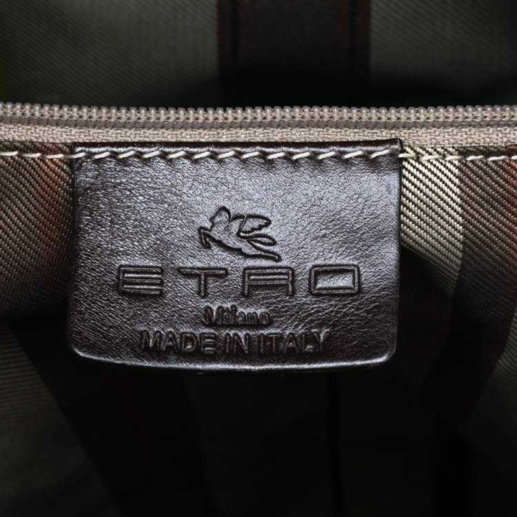 Pre Owned Etro Brown Paisley Printed Coated Canvas Chain Tote