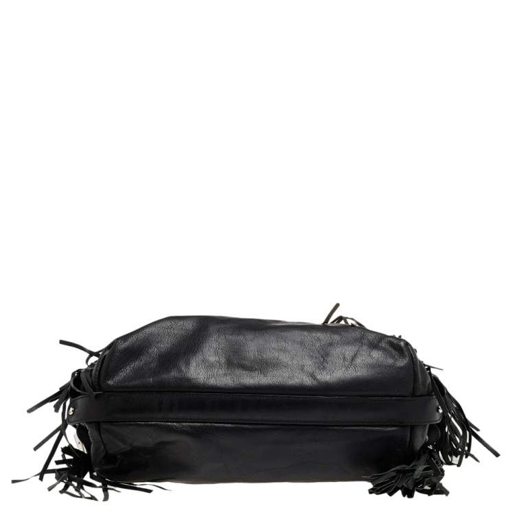 Pre Owned Etro Black Leather Embellished Tote