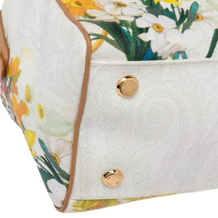 Pre Owned Etro Multicolor Floral Print Coated Canvas and Leather Boston Bag