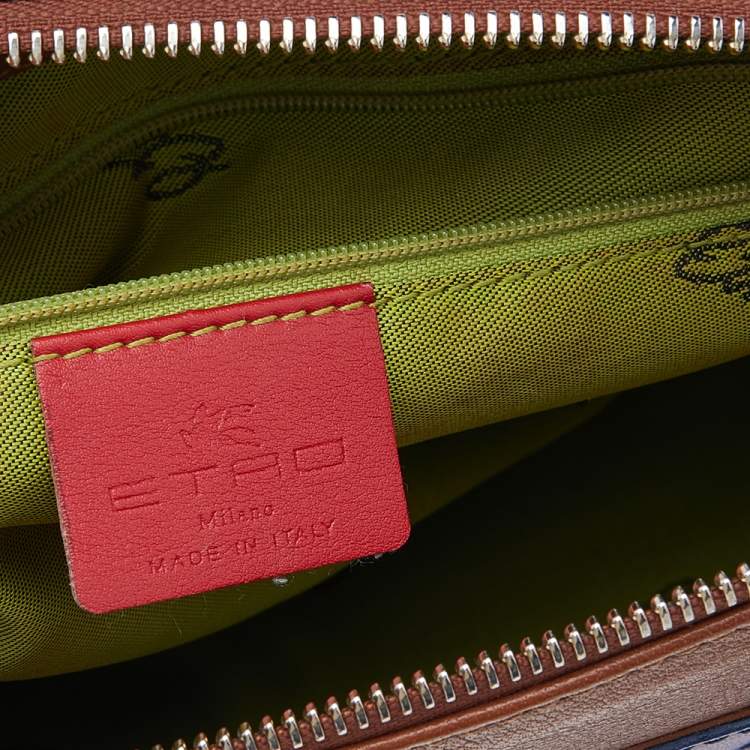 Pre Owned Etro Multicolor Leather Top Zip Shoulder Bag