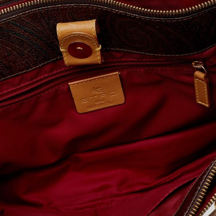 Pre Owned Etro Multicolor Paisley Print Coated Canvas and Leather Satchel