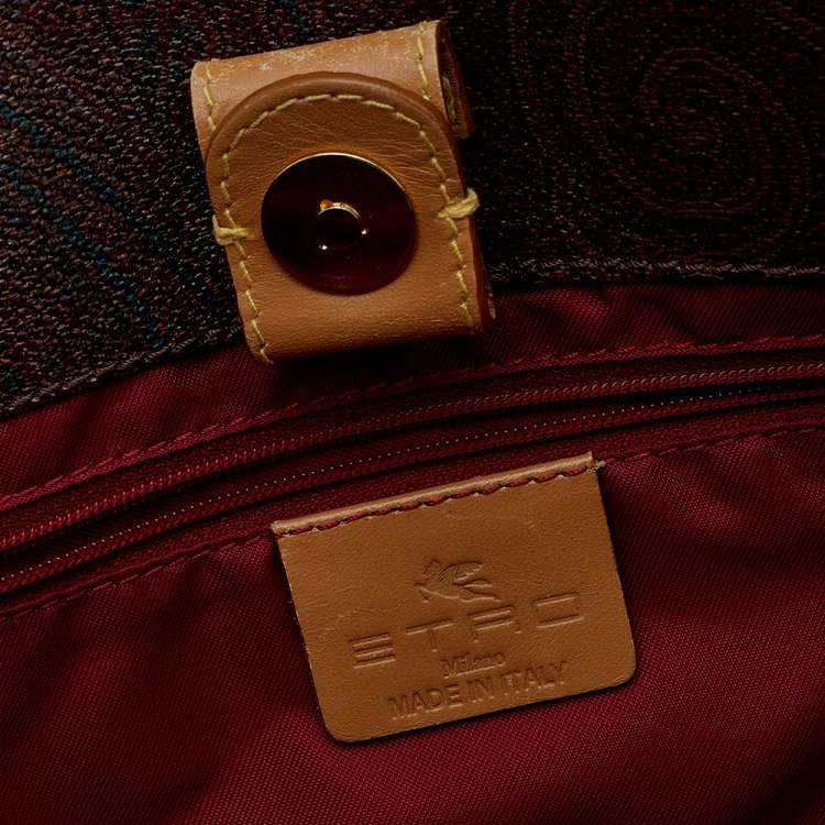 Pre Owned Etro Multicolor Paisley Print Coated Canvas and Leather Satchel