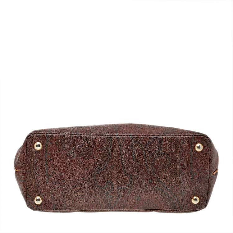 Pre Owned Etro Multicolor Paisley Print Coated Canvas and Leather Satchel