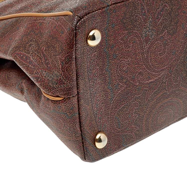 Pre Owned Etro Multicolor Paisley Print Coated Canvas and Leather Satchel