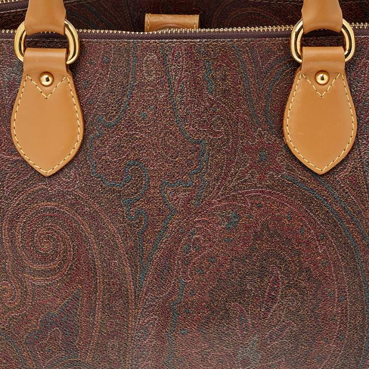 Pre Owned Etro Multicolor Paisley Print Coated Canvas and Leather Satchel