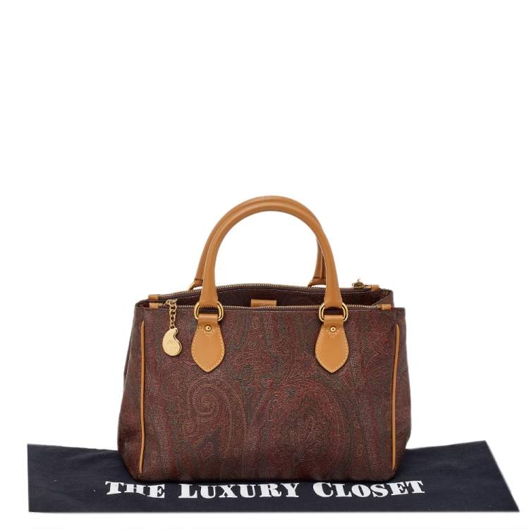 Pre Owned Etro Multicolor Paisley Print Coated Canvas and Leather Satchel