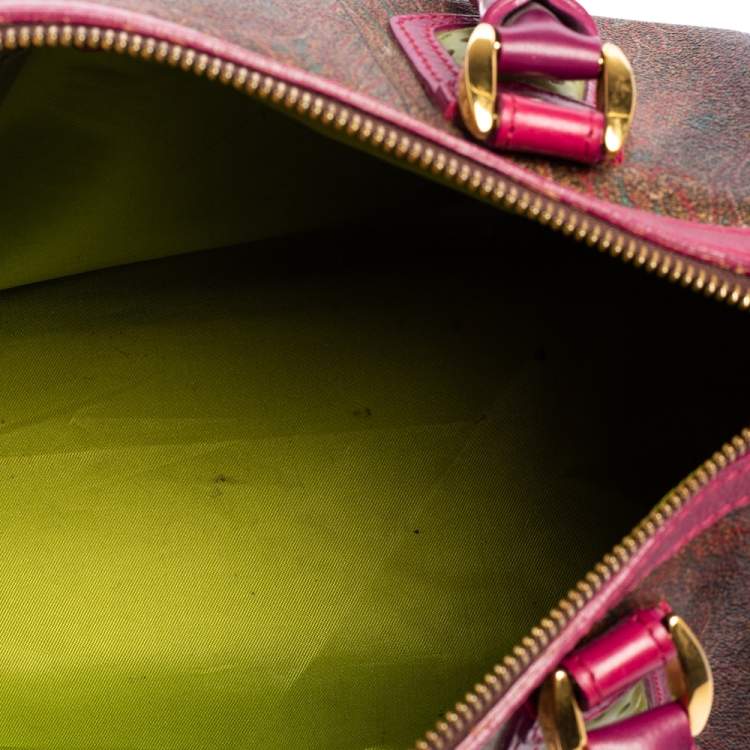 Pre Owned Etro Tricolor Paisley Print Coated Canvas and Leather Boston Bag