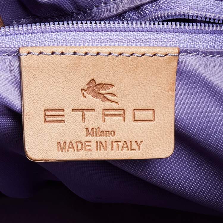 Pre Owned Etro White Paisley Print Coated Canvas And Leather Tote