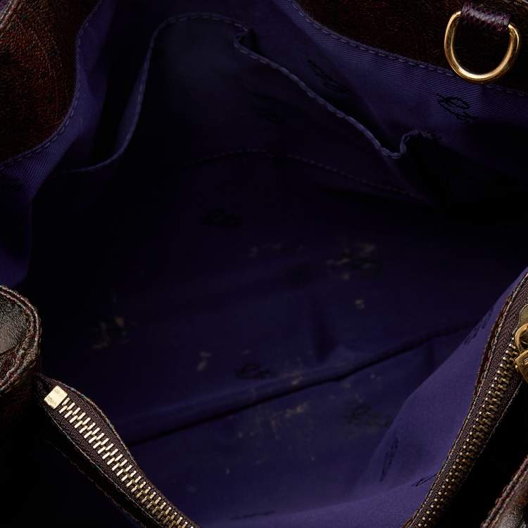 Pre Owned Etro Multicolor Paisley Print Coated Canvas and Lizard Embossed Leather Tote