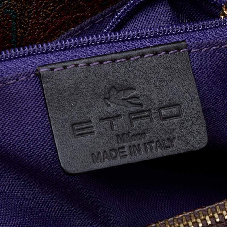 Pre Owned Etro Multicolor Paisley Print Coated Canvas and Lizard Embossed Leather Tote