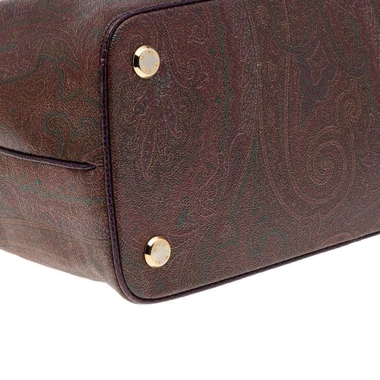 Pre Owned Etro Multicolor Paisley Print Coated Canvas and Lizard Embossed Leather Tote