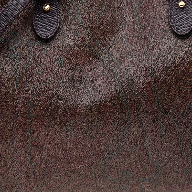Pre Owned Etro Multicolor Paisley Print Coated Canvas and Lizard Embossed Leather Tote