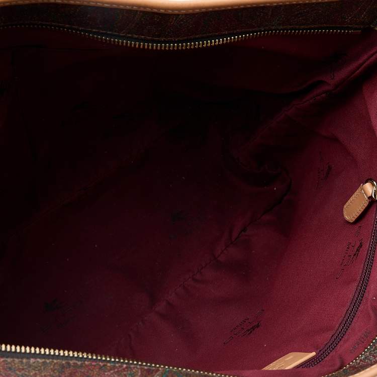 Pre Owned Etro Brown Paisley Canvas and Leather Shopper Tote