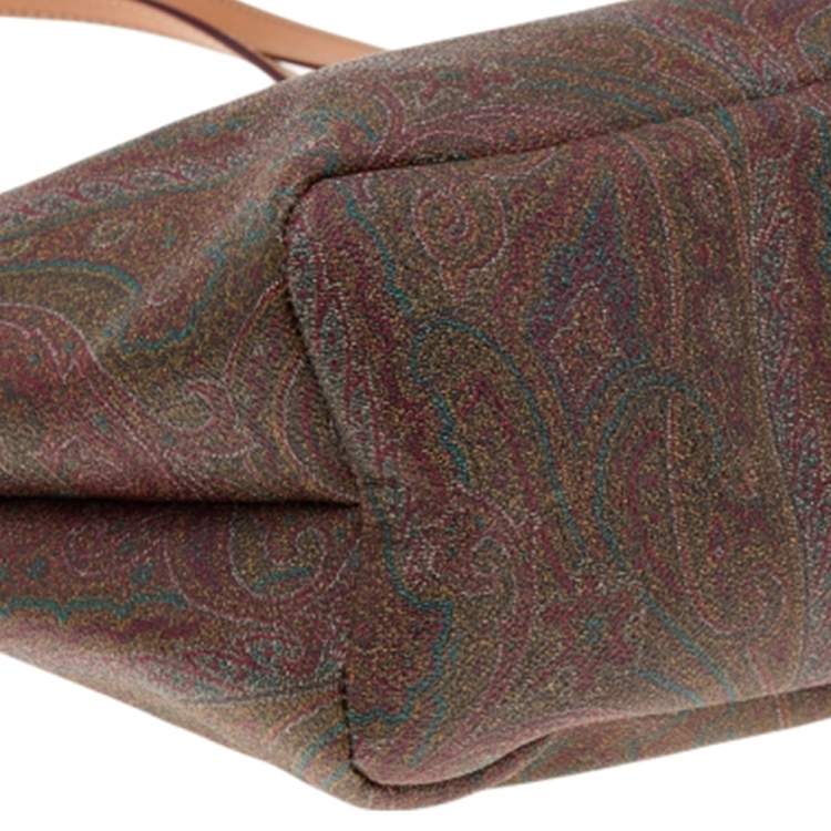 Pre Owned Etro Brown Paisley Canvas and Leather Shopper Tote