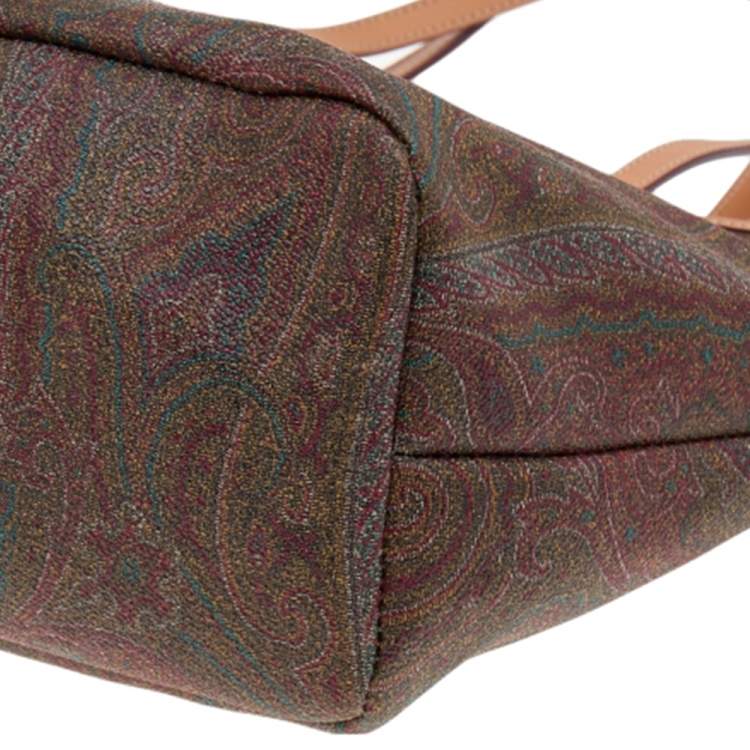 Pre Owned Etro Brown Paisley Canvas and Leather Shopper Tote