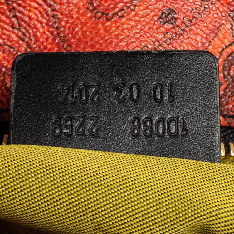 Pre Owned Etro Orange/Black Paisley Canvas and Leather Shopper Tote