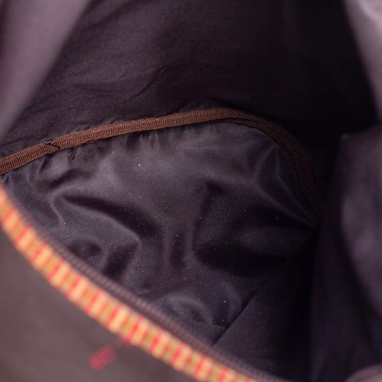 Pre Owned Etro Brown Fabric Logo Embroidered Hobo
