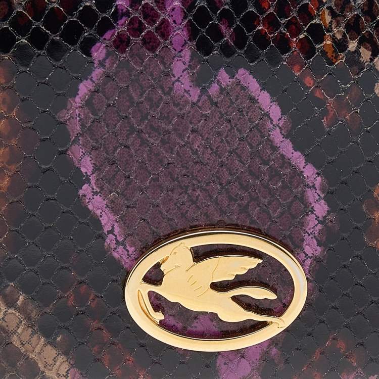 Pre Owned Etro Multicolor Python Effect Leather Flap Continental Wallet