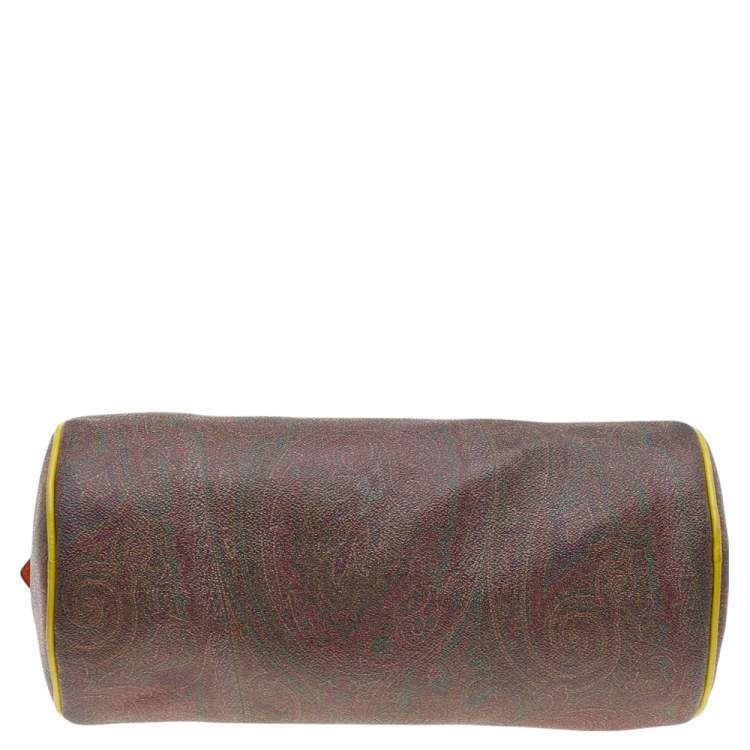 Pre Owned Etro Tricolor Paisley Print Coated Canvas and Leather Boston Bag