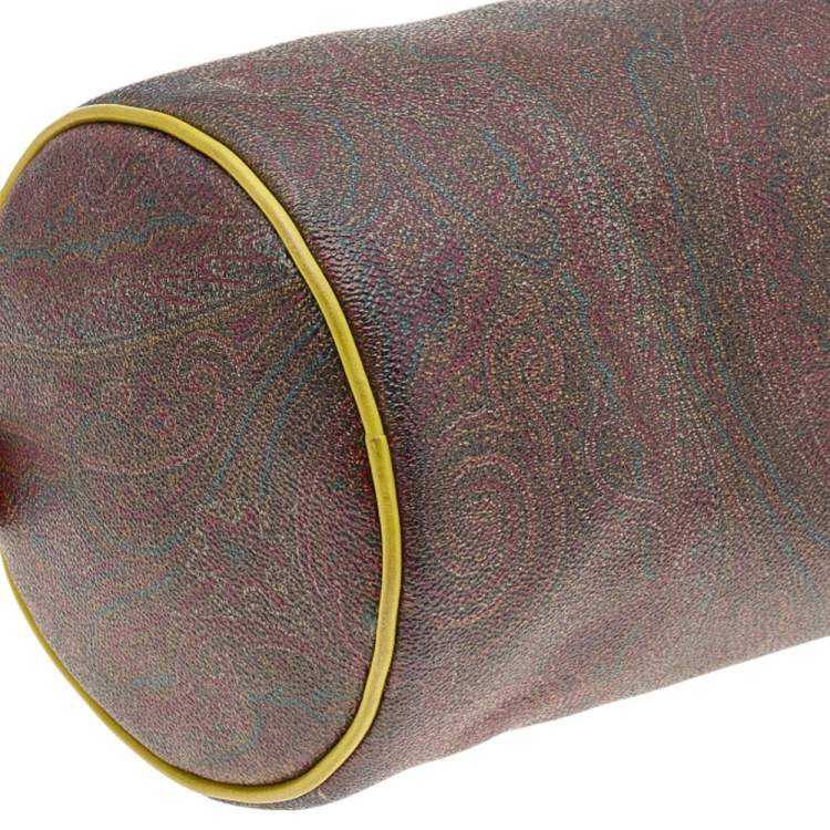 Pre Owned Etro Tricolor Paisley Print Coated Canvas and Leather Boston Bag