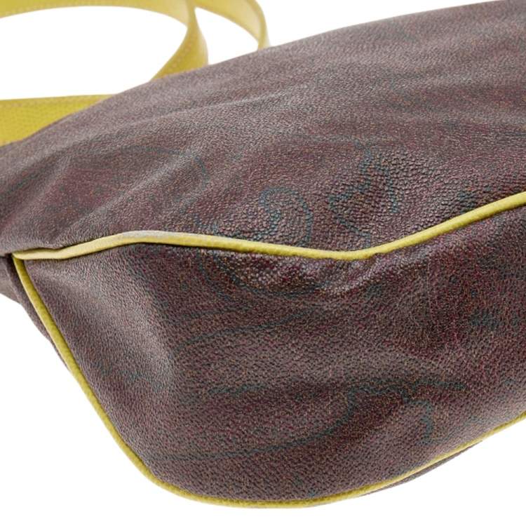 Pre Owned Etro Brown Paisley Print Coated Canvas Shoulder Bag