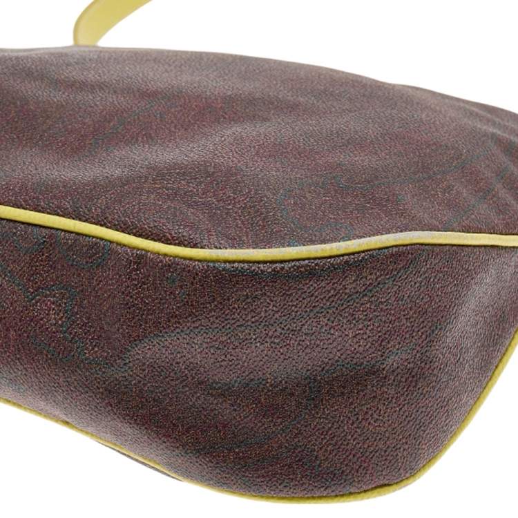 Pre Owned Etro Brown Paisley Print Coated Canvas Shoulder Bag