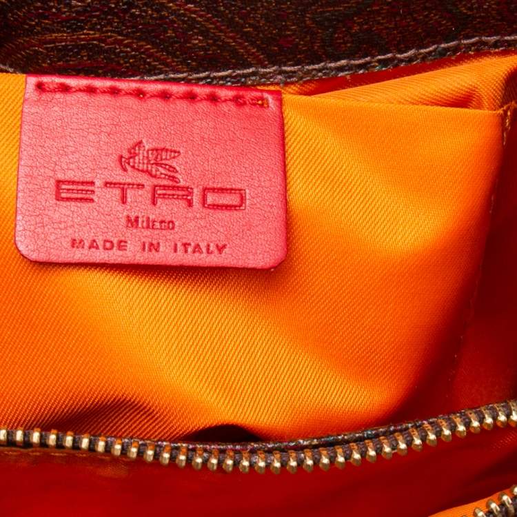 Pre Owned Etro Multicolor Paisley Coated Canvas and Perforated Leather Buckle Detail Tote