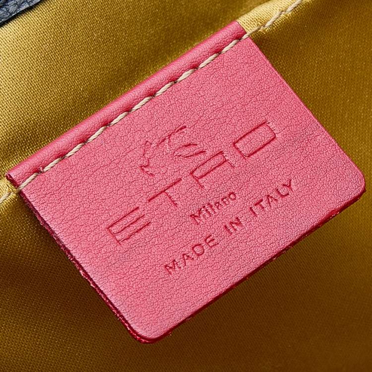 Pre Owned Etro Black/Gold Printed Leather Flap Clutch