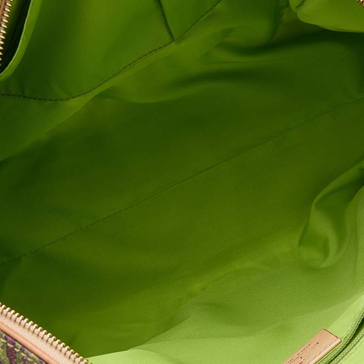 Pre Owned Etro Green/Brown Paisley Printed Coated Canvas And Leather Duffle Bag
