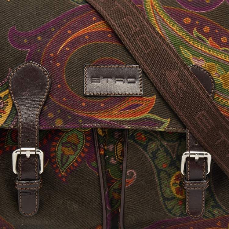 Pre Owned Etro Multicolor Paisley Fabric and Leather Messenger Bag