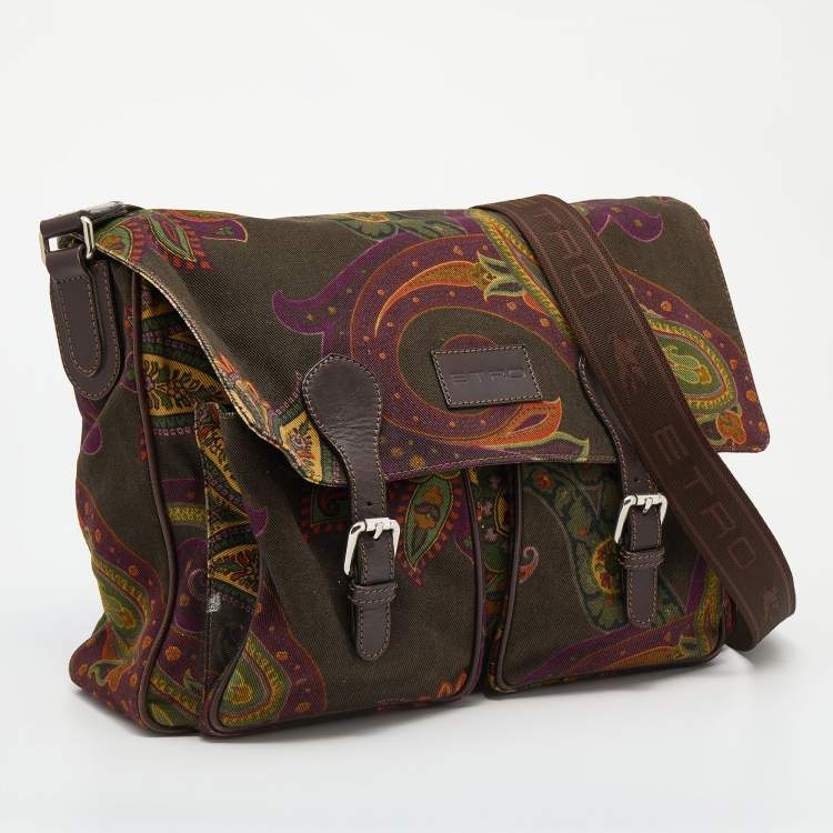Pre Owned Etro Multicolor Paisley Fabric and Leather Messenger Bag