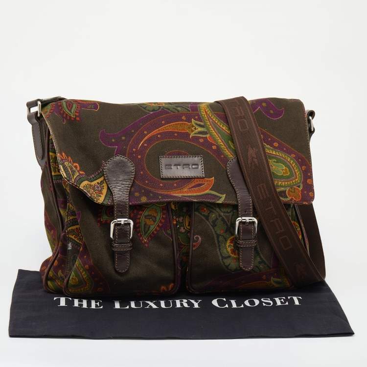 Pre Owned Etro Multicolor Paisley Fabric and Leather Messenger Bag