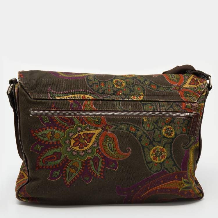 Pre Owned Etro Multicolor Paisley Fabric and Leather Messenger Bag
