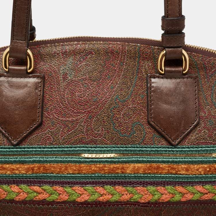 Pre Owned Etro Multicolor Paisley Printed Coated Canvas And Leather Patchwork Tote