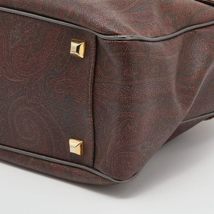 Pre Owned Etro Multicolor Paisley Print Coated Canvas and Leather Satchel